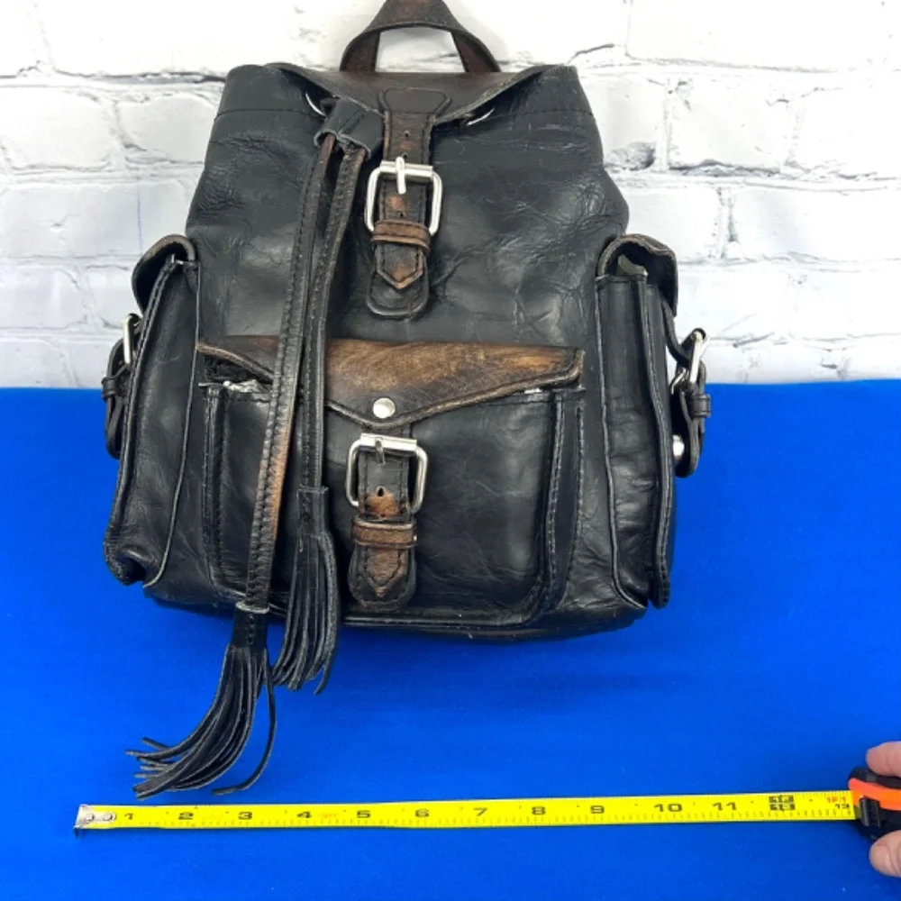 Freebird by Steven Black Leather Backpack with Brown Accents